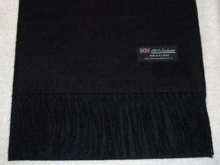 100% Cashmere Scotland Wool Scarf Wrap Black Solid MENS  