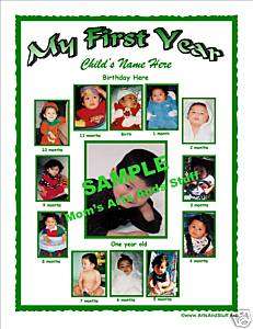BABY FIRST SCHOOL YEAR PHOTO COLLAGE PICTUR FRAME Green  