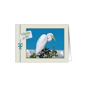  97th Birthday Card with Great Egret Card Toys & Games