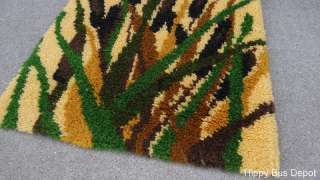   Modern Cattail Cluster Rya Style Hook Rug Wall Art vintage  