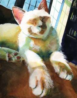 Giclee Siamese Cat Painting Art Watercolor  