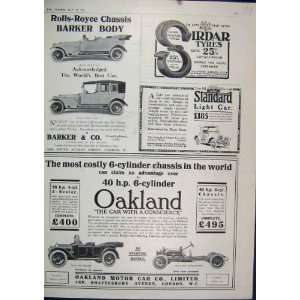  1913 Advert Oakland Best Motor Car Sirdar Tyres Barker 