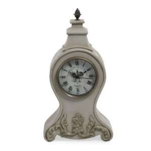  IMAX Baroque Wood Table Top Clock With Light Gray Finish 