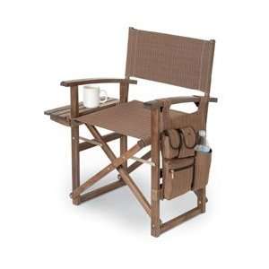  Wooden Folding Directors Chair w/ Side Table Has Woven 