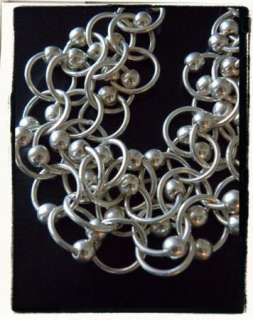 HEAVY STERLING SILVER 925 MODERN CIRCLE LINK MULTI BEAD TOGGLE 