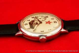 Ex Rare Russian USSR vintage very big MILITARY wristwatch Molniya TANK 