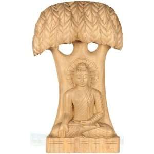  Buddha Under the Bodhi Tree   Gambhar Wood Sculpture from 
