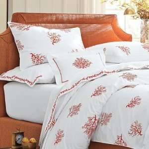  Williams Sonoma Home Fan Coral Embroidered Sham, King 