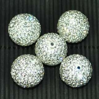 16mm 18mm 20mm 22mm 24mm White Gray Pave Crystal Rhinestone Ball 