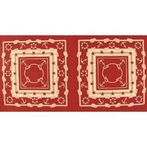  44 Wide Moda Bar Harbor Anchor Scarf Panel Red Fabric By 