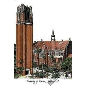  University of Florida The Tower Lithograph 14x10 Unframed 