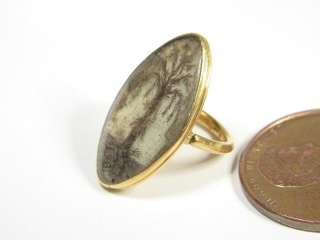 ANTIQUE GOLD HAIR TREE OF LIFE PICTURE RING c1781  