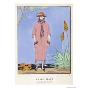  Tailored Suit by Worth in Salmon Pink and Black Giclee 