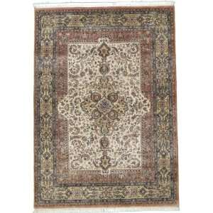  58 x 80 Ivory Hand Knotted Wool Kerman Rug Furniture 