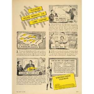 1948 Ad Western Union Telegram Business Combs Cartoon   Original Print 