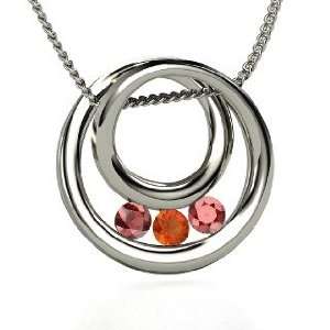 Inner Circle Necklace, Round Fire Opal Sterling Silver Necklace 