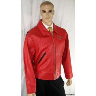Chevignon Mens XL Motorcycle Jacket Red Road Masters Distressed *Aces 