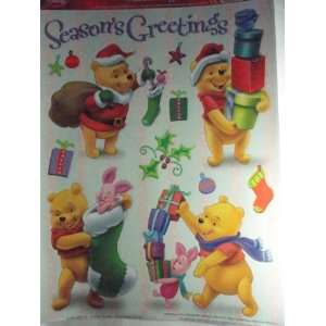   Pooh Static Cling Window Decoration   Christmas Theme 