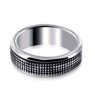 Sterling Silver High Polished Finish 7mm Wide Spinning Band Textured 