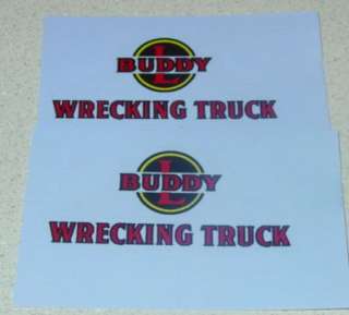 Buddy L Wrecking Truck Decal Set  