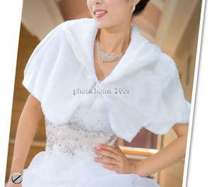 Bridal Ivory Faux Fur Wrap Shrug Bolero Coat Wedding Party Shawl BS09 
