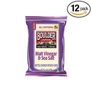 Boulder Canyon Kettle Chips, Malt Vinegar & Sea Salt, 2 Ounce Bags 