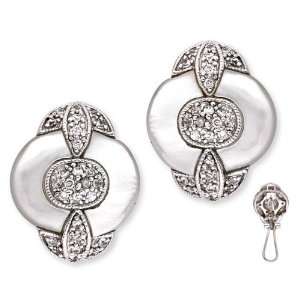  Elegant 925 Silver Bridal Earrings with White Mother of 