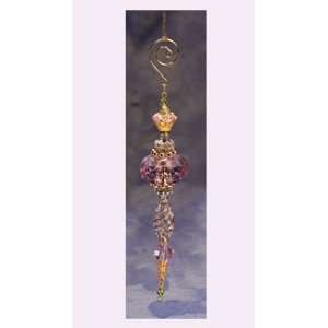  6 Pink & Gold Swirl Finial Icicle Christmas Ornament 