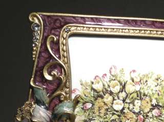IRIS PICTURE FRAME, Enamel Crystal Solid Brass 4x6  