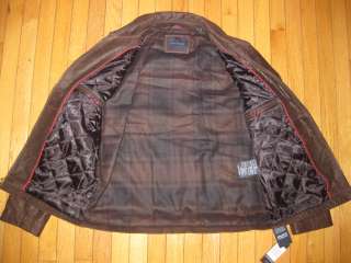 NWT Mens Tommy Hilfiger Dark Brown Leather Medium Jacket $550  