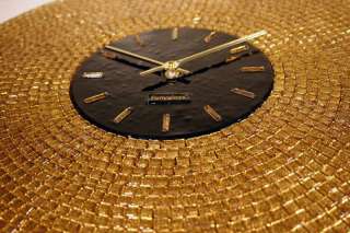BNIB Brand New In Box Fused GOLD mosaic ART GLASS Wall Clock ART DECO 