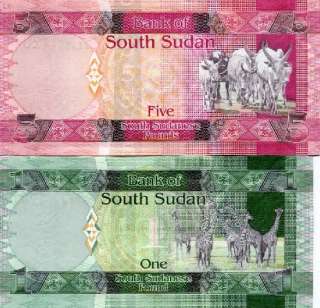 south sudan 1 5 pounds set 2 pcs bank of south sudan nd 2011 pick new 
