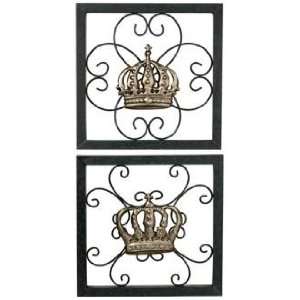    Set of 2 King and Queen Crown Metal Wall Decor