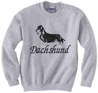 Wirehaired Dachshund Dog Silhouette Embroidered Crew Hood Sweatshirt S 