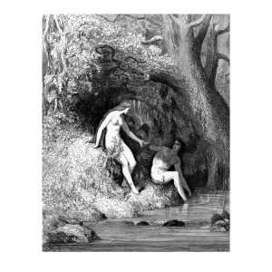 Adam and Eve, the evening meal in Paradise Premium Giclee Poster Print 