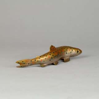 Early 20th C Bronze Swimming Trout by Franz Bergman  