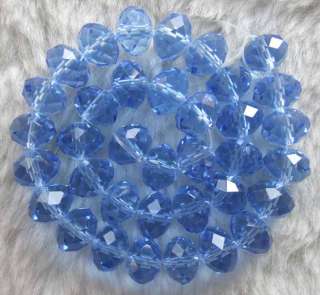 10x7mm 10inchs Faceted Roundel Blue Crystal Beads  