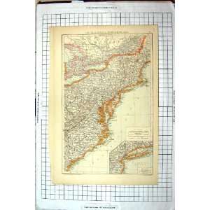  Antique Map United States America Long Island New York 