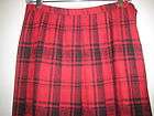 Pendleton Pleated Skirt 100% Virgin Wool Red Black Size