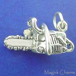 Sterling Silver CHAIN SAW Power TOOL 3D Charm  