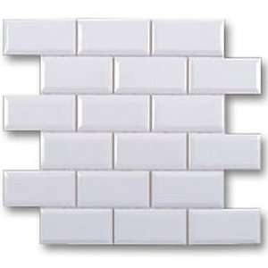 Adex USA Hampton Mosaic Beveled 2 x 4 White Ceramic Tile 