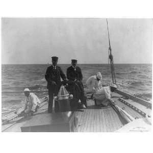  On board DEFENDER,looking aft,boat,sailors,c1899