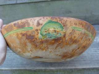 Antique Handpainted Fish Wooden Dough/Mixing Bowl Primitive Serving 