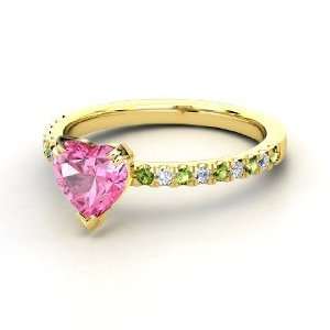  Carina Ring, Heart Pink Sapphire 18K Yellow Gold Ring with 