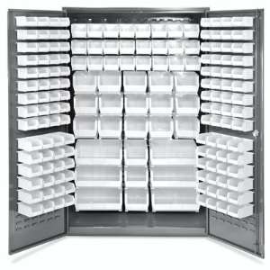   Bin Storage Cabinet with Shelves   168 White Bins