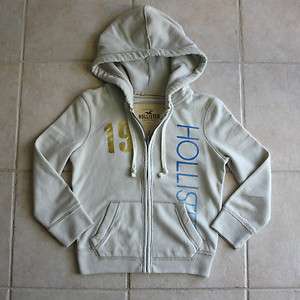 HOLLISTER SO CAL SURF 3/4 SLEEVE ZIP UP HOODIE SWEATER JUNIORS S SMALL 