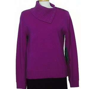 NWT RALPH LAUREN Madison Purple Wool Cashmere Sweater L  