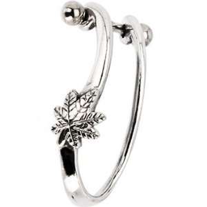    Silver 925 Ganga Leaf Left Helix Cartilage Earring Jewelry