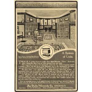  1907 Ad Elastic Bookcase Shelves Globe Wernicke Company 