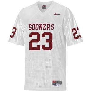   Sooners#23 White Tackle Twill Football Jersey